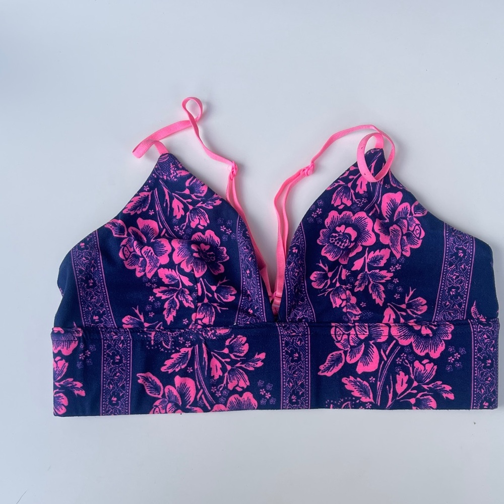 Cute Booty Lounge Pink and Navy Floral Bra